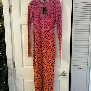 NWT - AFRM Vibrant Pink and Orange Long Sleeve Dress